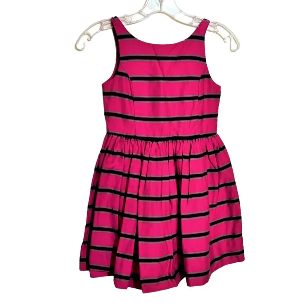 Girl's Ralph Lauren Pink Striped Sleeveless Button-Down Back Dress, Size 8